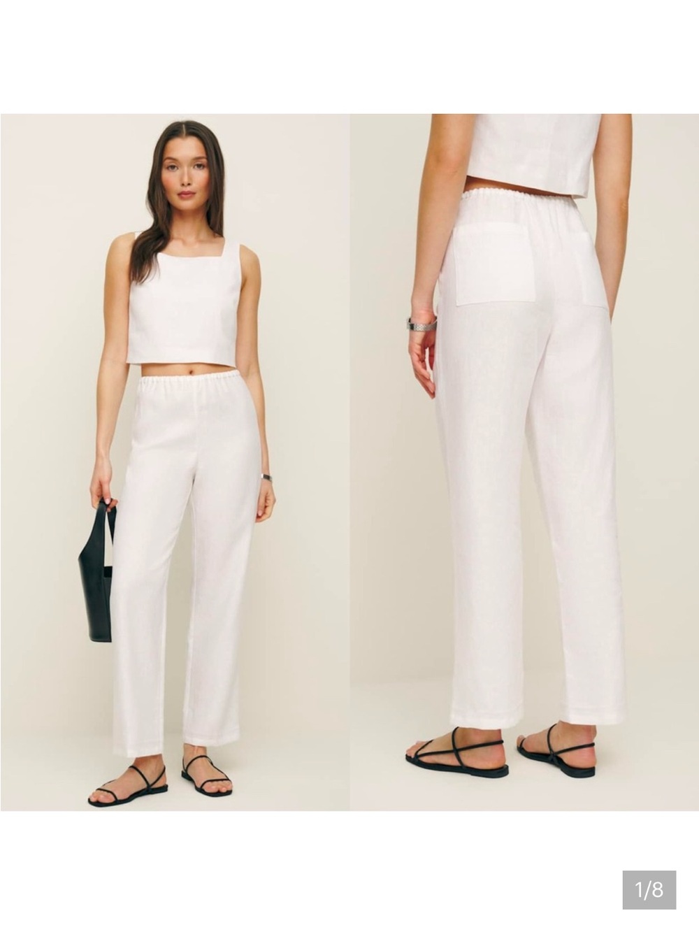 Reformation Remi Cropped Linen Pants — White L